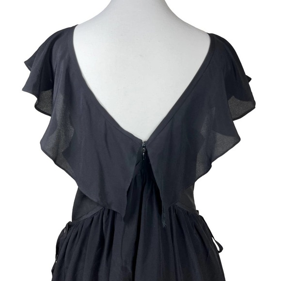 Opening Ceremony Mini Dress 100% Silk Draped Waist Black Ruffle 4 - Picture 7 of 10